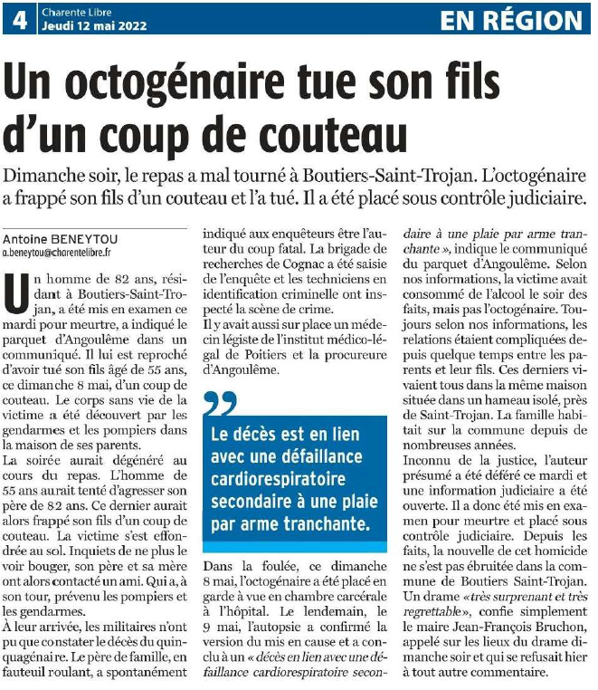 CHARENTE LIBRE du 12 mai 2022